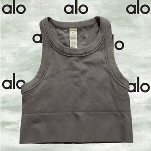 All Yoga Ribbed Racerback crop top in steel grey
